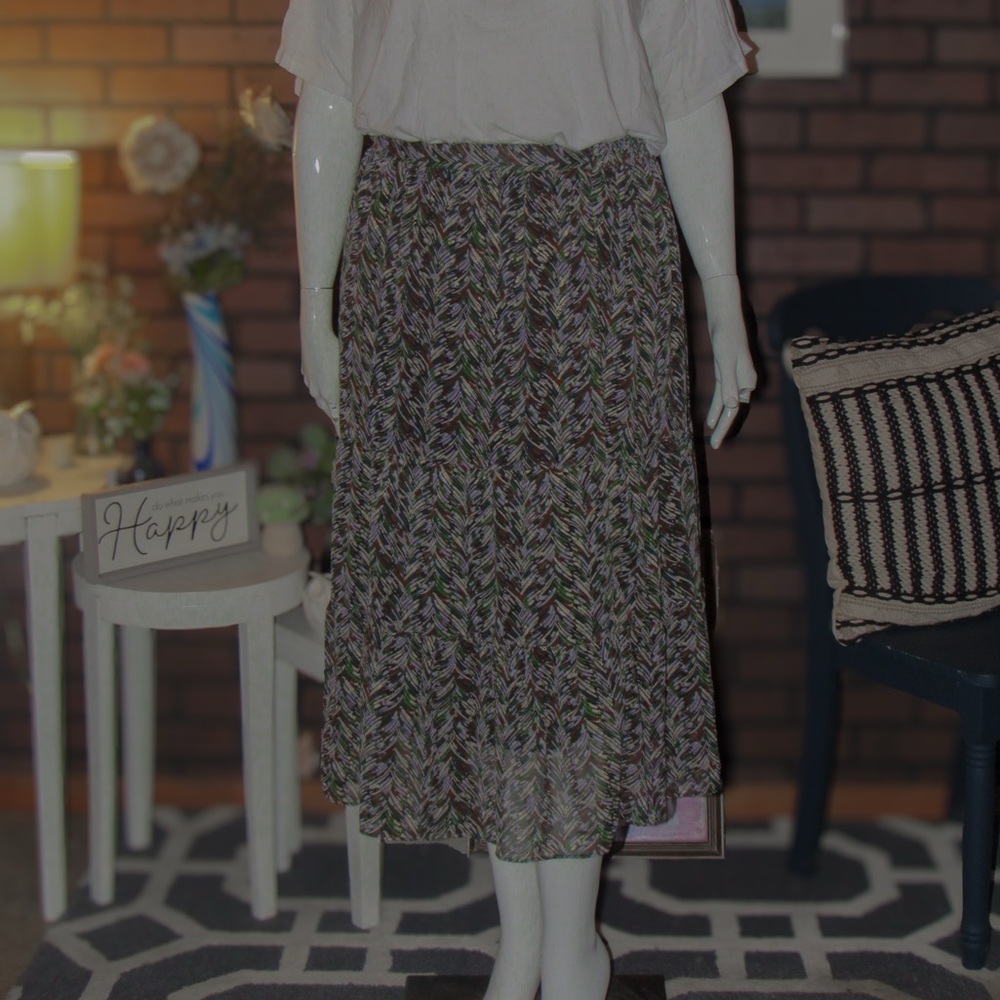 Colored Tiered A-Line Midi Skirt